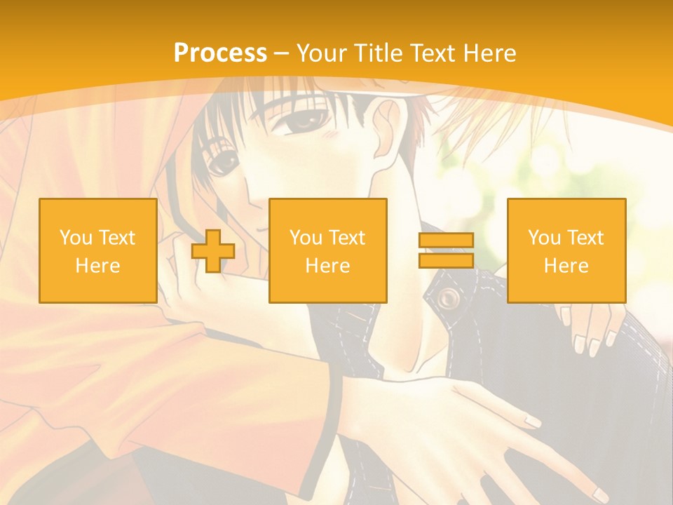 A Man And Woman Hugging In Front Of A Yellow Background PowerPoint Template