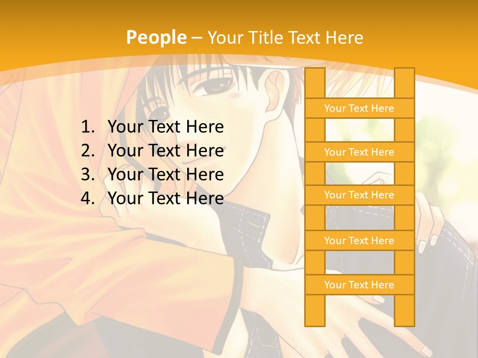 A Man And Woman Hugging In Front Of A Yellow Background PowerPoint Template