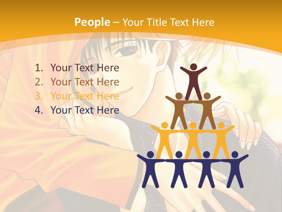 A Man And Woman Hugging In Front Of A Yellow Background PowerPoint Template