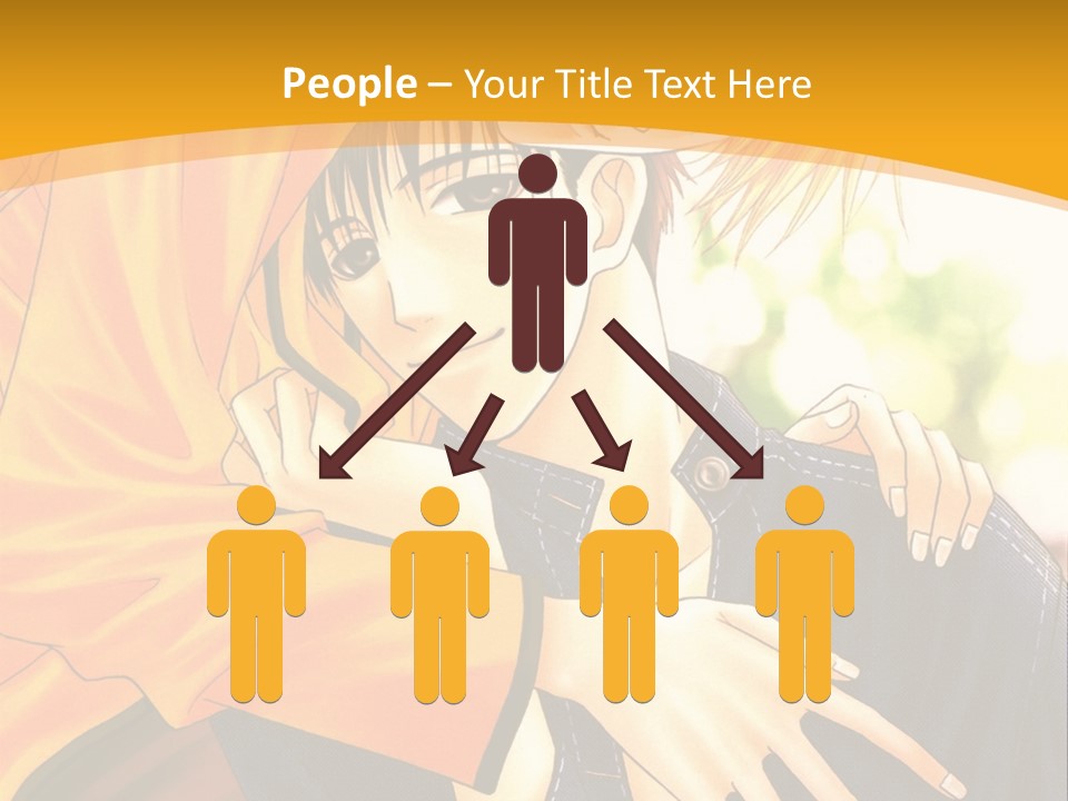 A Man And Woman Hugging In Front Of A Yellow Background PowerPoint Template