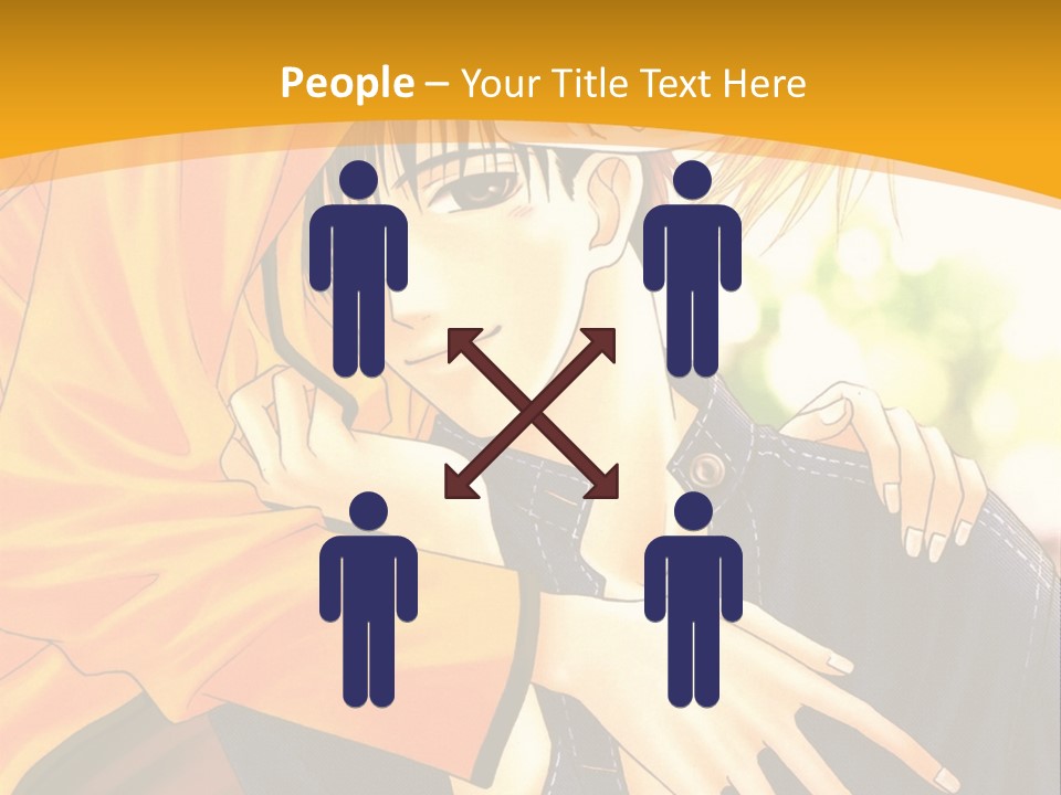 A Man And Woman Hugging In Front Of A Yellow Background PowerPoint Template