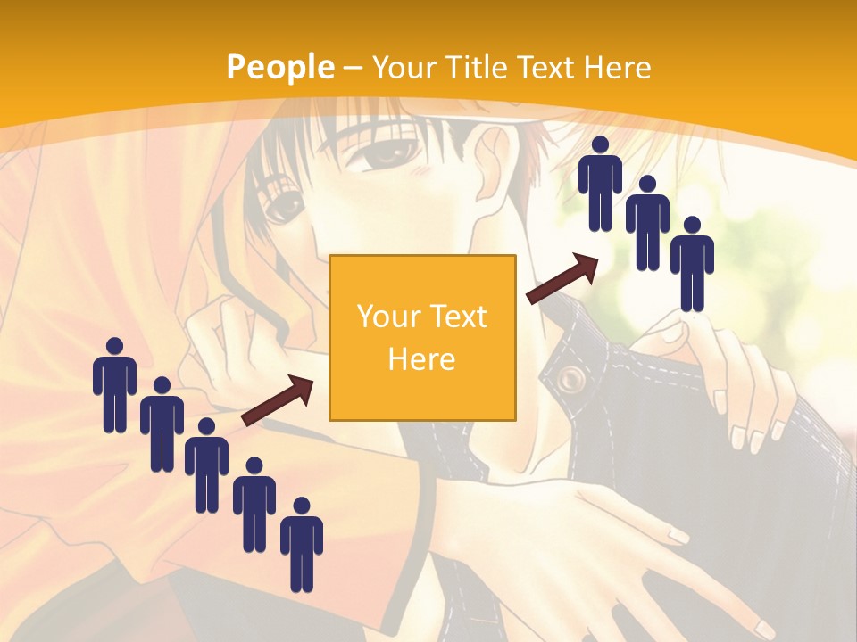 A Man And Woman Hugging In Front Of A Yellow Background PowerPoint Template