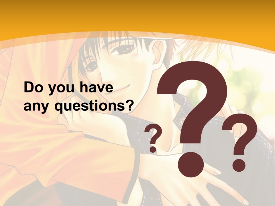 A Man And Woman Hugging In Front Of A Yellow Background PowerPoint Template