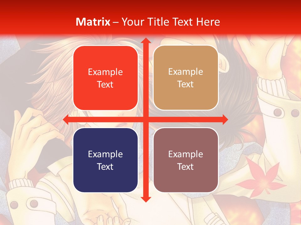 A Couple Of Anime Characters In Front Of A Red Background PowerPoint Template
