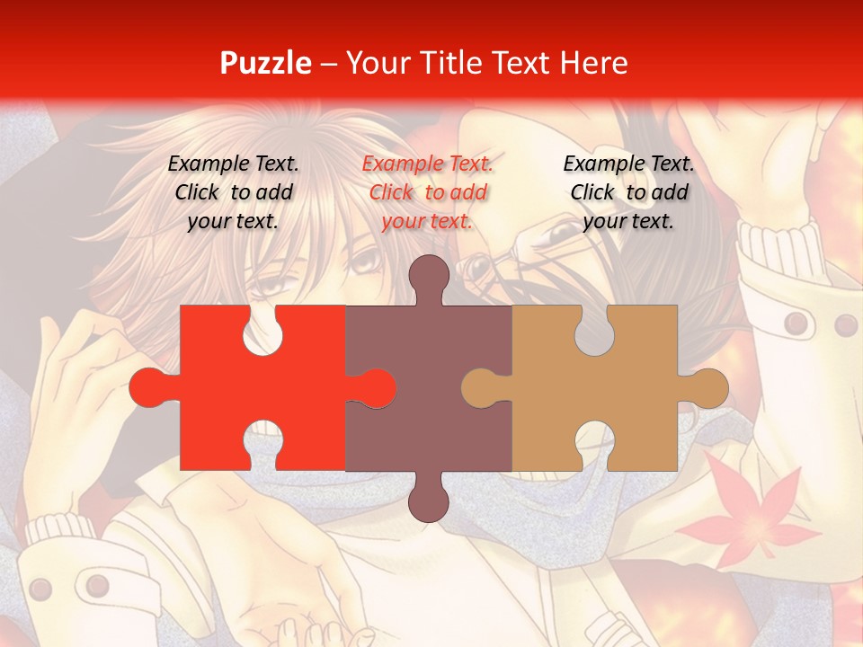 A Couple Of Anime Characters In Front Of A Red Background PowerPoint Template