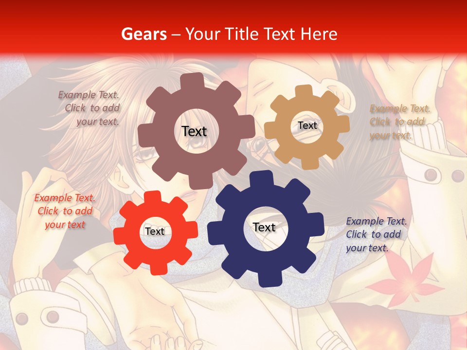 A Couple Of Anime Characters In Front Of A Red Background PowerPoint Template