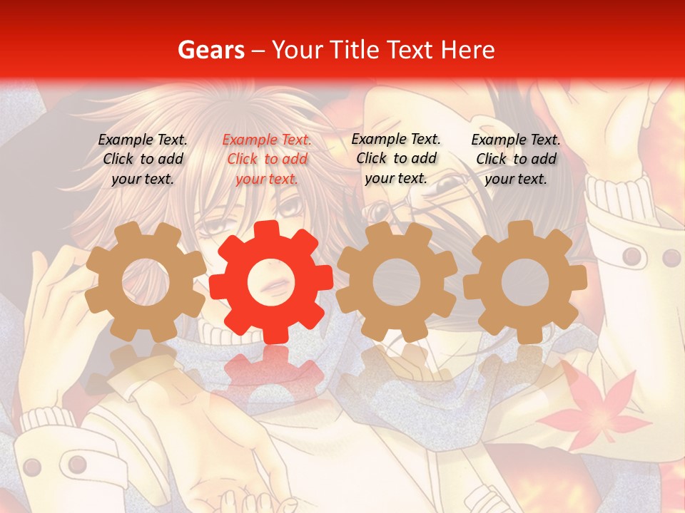 A Couple Of Anime Characters In Front Of A Red Background PowerPoint Template