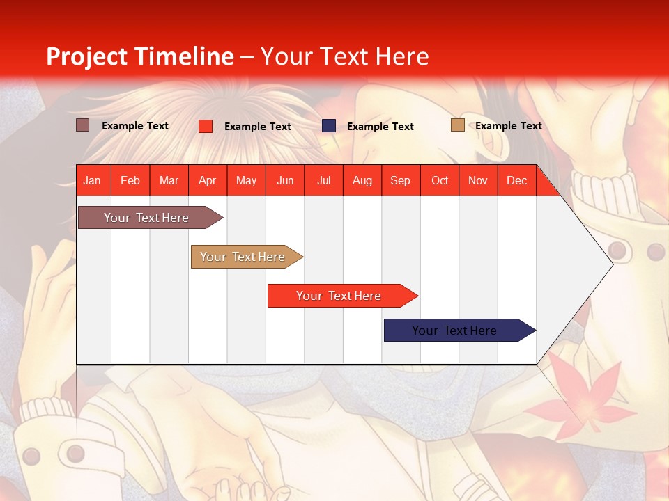 A Couple Of Anime Characters In Front Of A Red Background PowerPoint Template