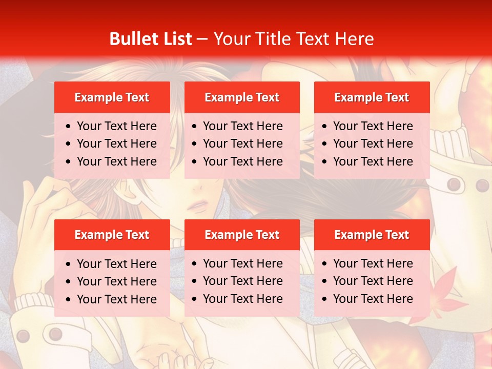 A Couple Of Anime Characters In Front Of A Red Background PowerPoint Template