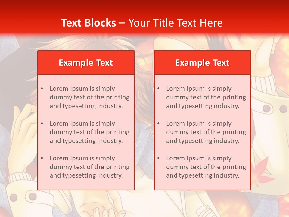A Couple Of Anime Characters In Front Of A Red Background PowerPoint Template