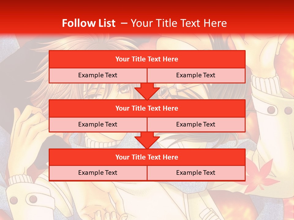 A Couple Of Anime Characters In Front Of A Red Background PowerPoint Template