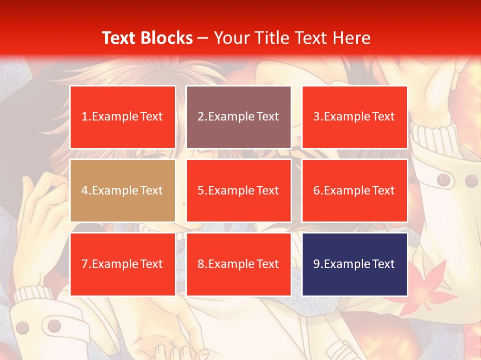 A Couple Of Anime Characters In Front Of A Red Background PowerPoint Template