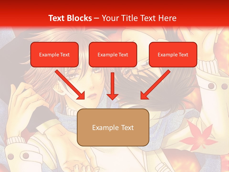 A Couple Of Anime Characters In Front Of A Red Background PowerPoint Template