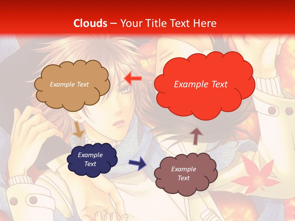 A Couple Of Anime Characters In Front Of A Red Background PowerPoint Template