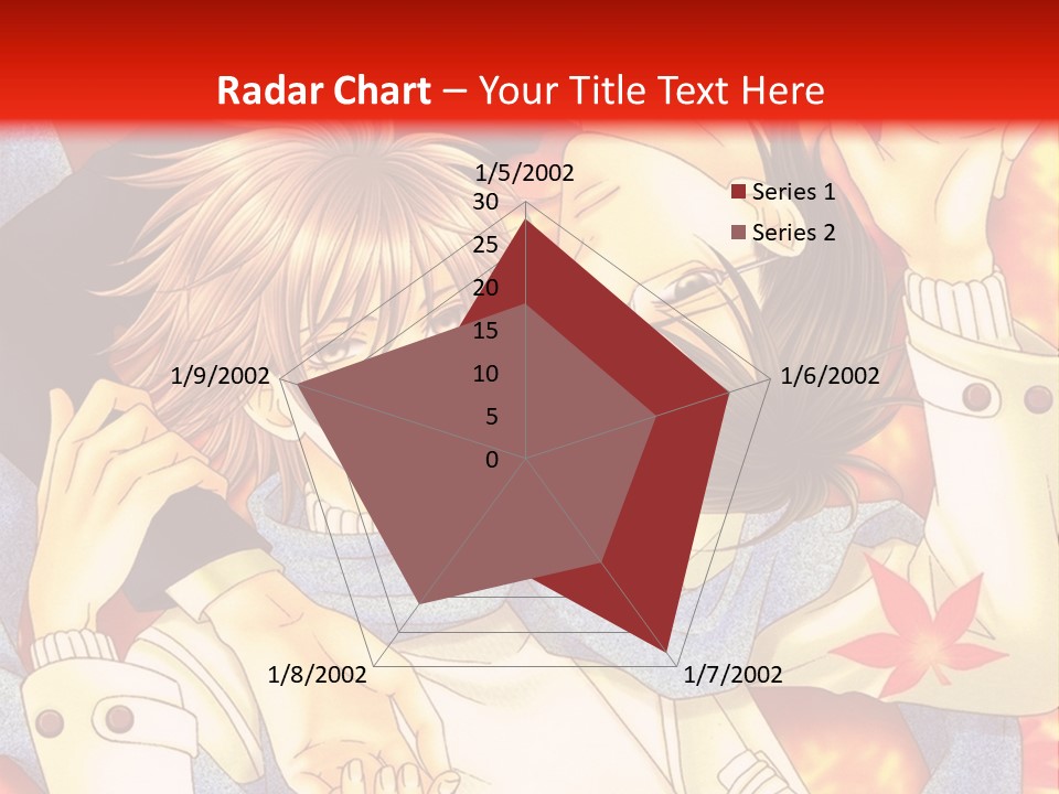 A Couple Of Anime Characters In Front Of A Red Background PowerPoint Template