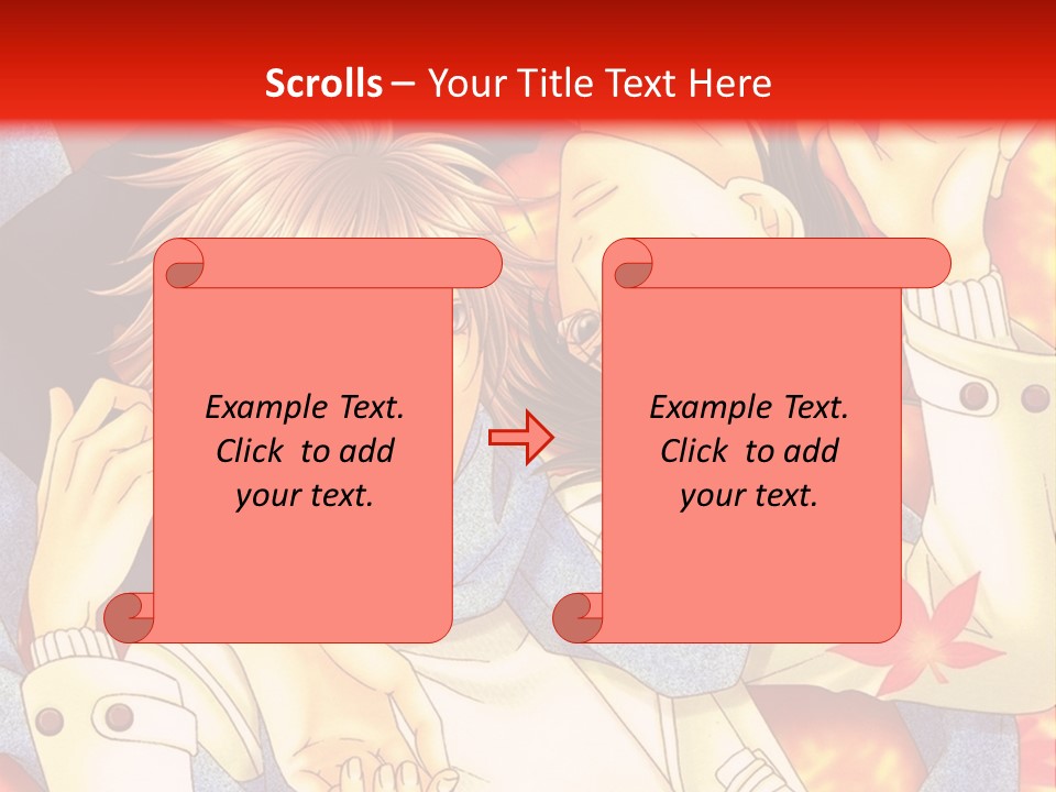 A Couple Of Anime Characters In Front Of A Red Background PowerPoint Template