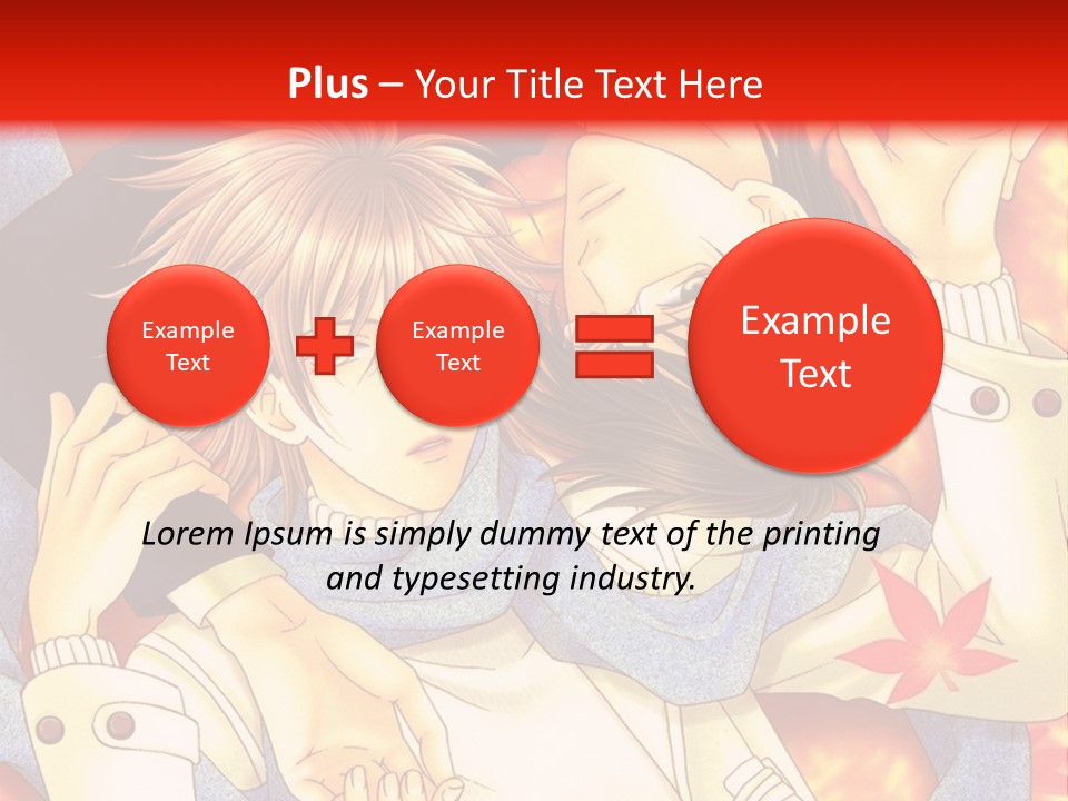 A Couple Of Anime Characters In Front Of A Red Background PowerPoint Template