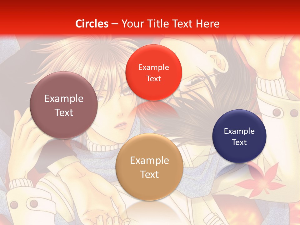 A Couple Of Anime Characters In Front Of A Red Background PowerPoint Template