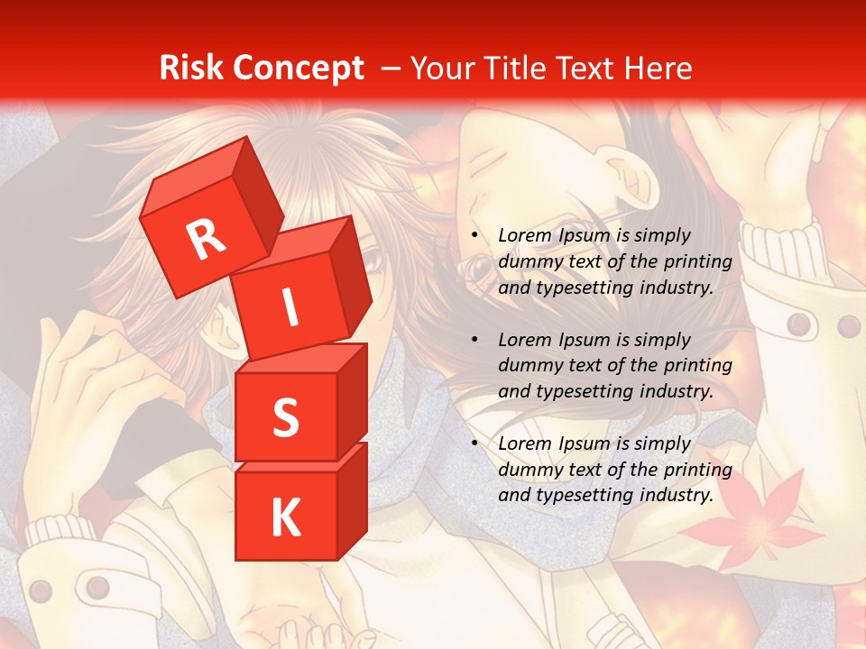 A Couple Of Anime Characters In Front Of A Red Background PowerPoint Template