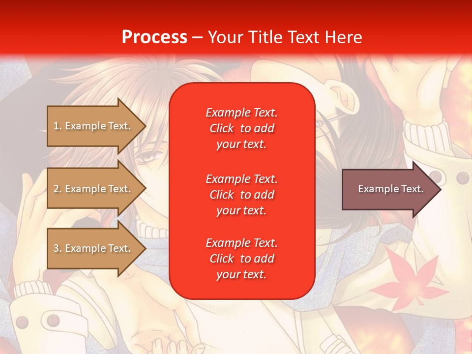 A Couple Of Anime Characters In Front Of A Red Background PowerPoint Template