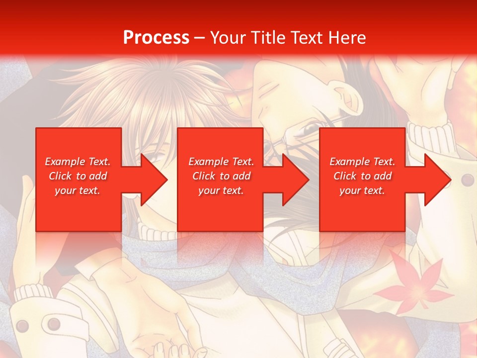 A Couple Of Anime Characters In Front Of A Red Background PowerPoint Template