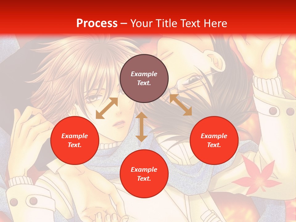 A Couple Of Anime Characters In Front Of A Red Background PowerPoint Template