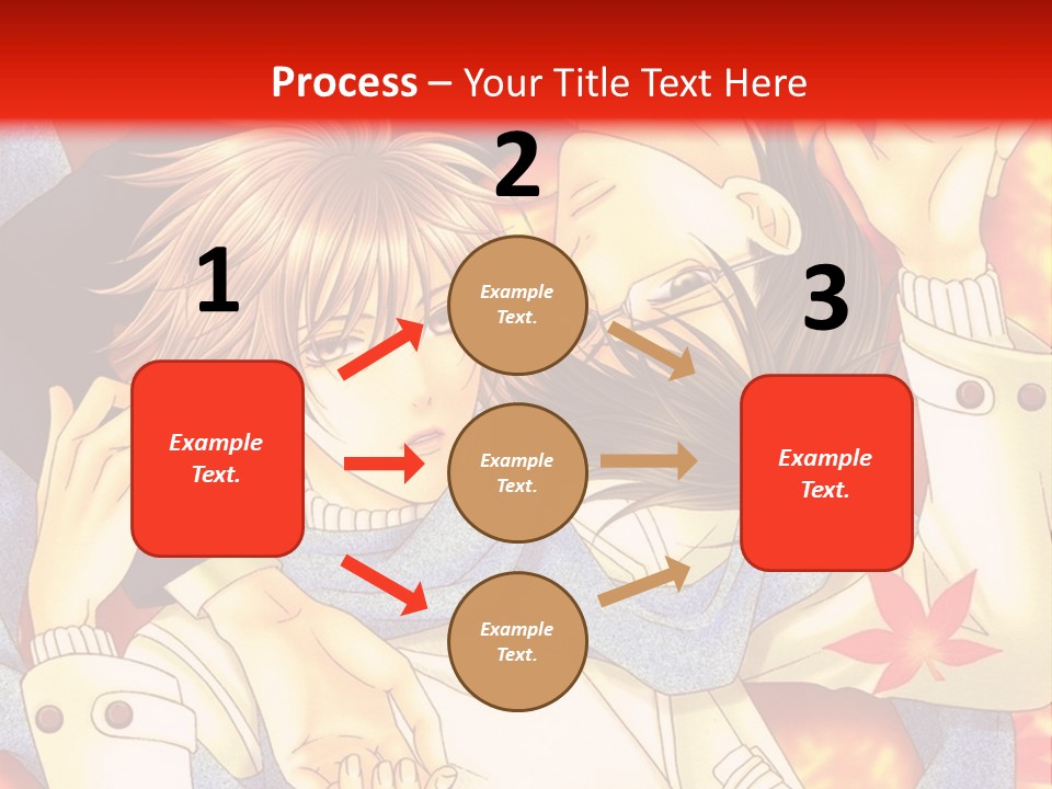A Couple Of Anime Characters In Front Of A Red Background PowerPoint Template