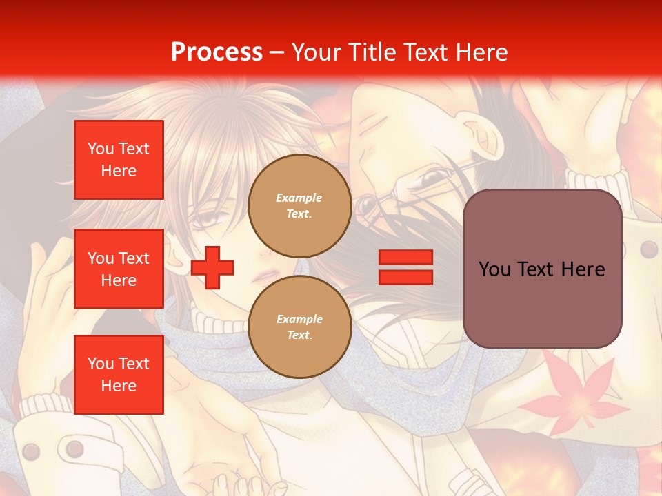 A Couple Of Anime Characters In Front Of A Red Background PowerPoint Template
