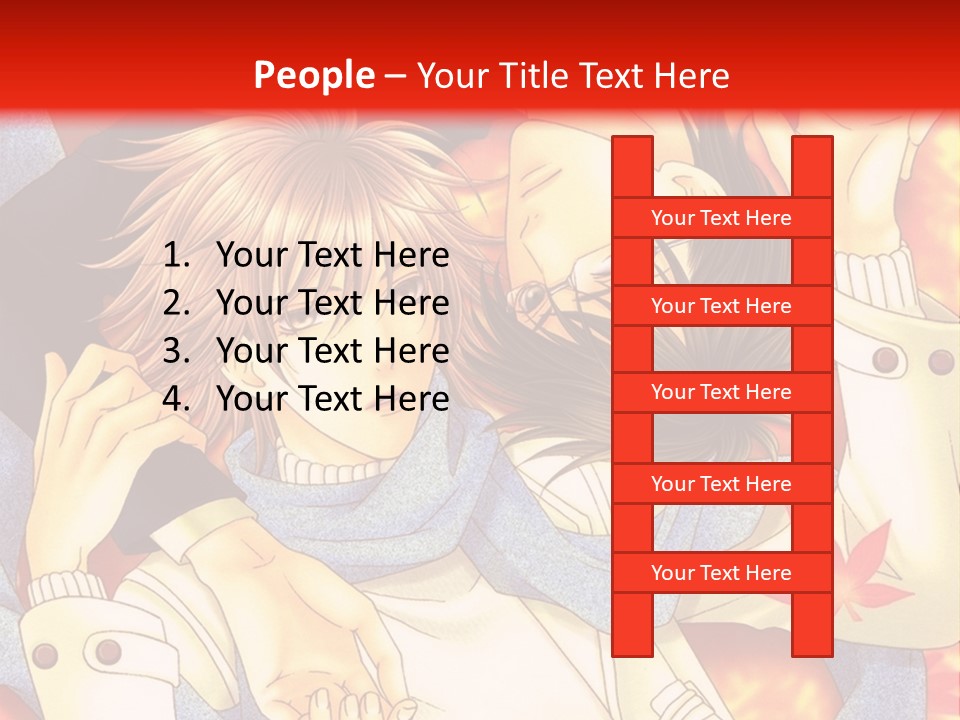 A Couple Of Anime Characters In Front Of A Red Background PowerPoint Template