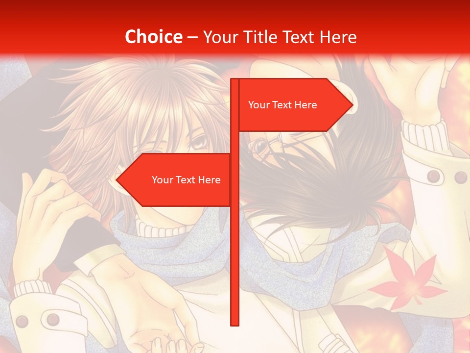A Couple Of Anime Characters In Front Of A Red Background PowerPoint Template