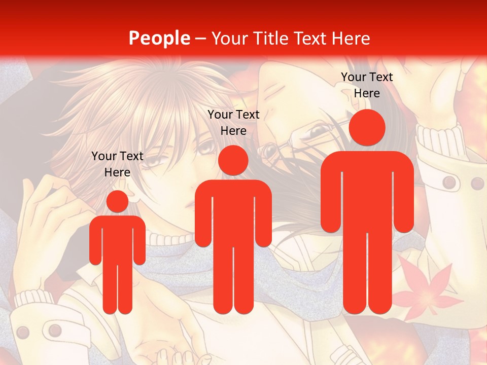 A Couple Of Anime Characters In Front Of A Red Background PowerPoint Template