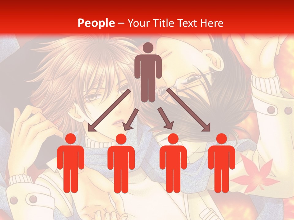 A Couple Of Anime Characters In Front Of A Red Background PowerPoint Template