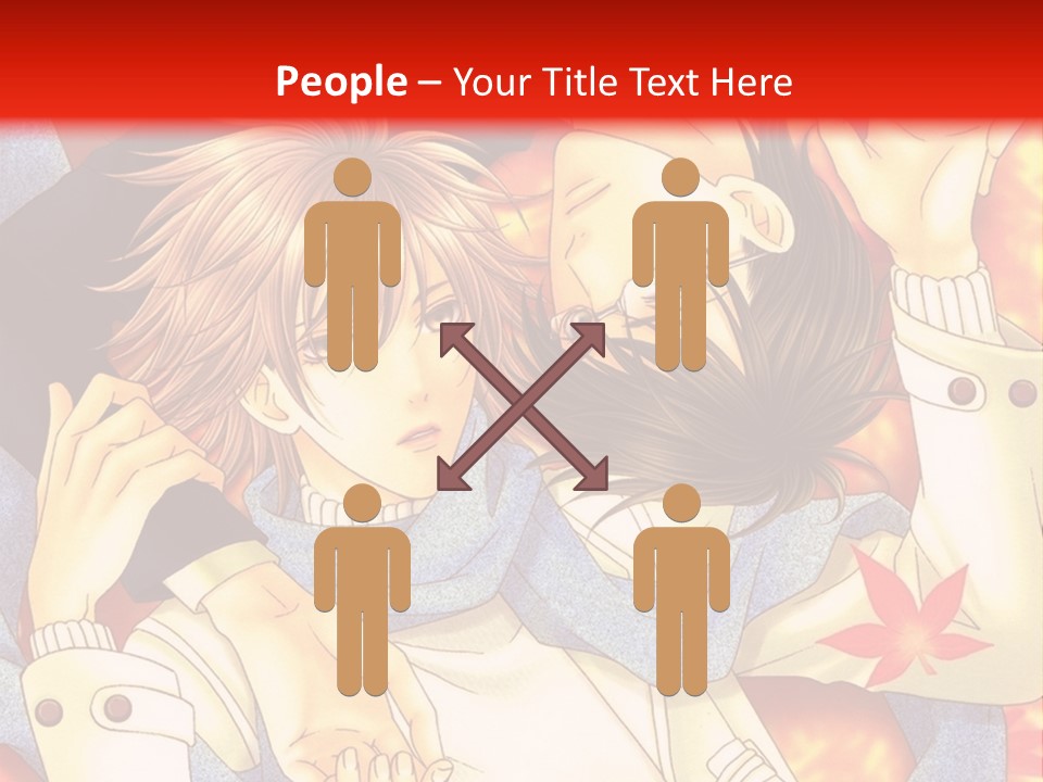 A Couple Of Anime Characters In Front Of A Red Background PowerPoint Template
