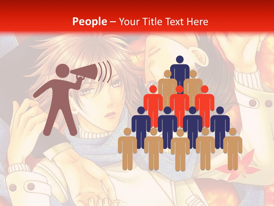 A Couple Of Anime Characters In Front Of A Red Background PowerPoint Template