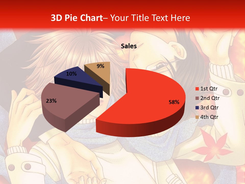 A Couple Of Anime Characters In Front Of A Red Background PowerPoint Template