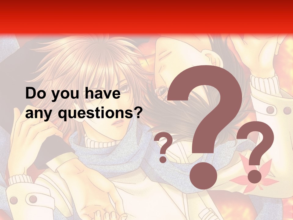 A Couple Of Anime Characters In Front Of A Red Background PowerPoint Template