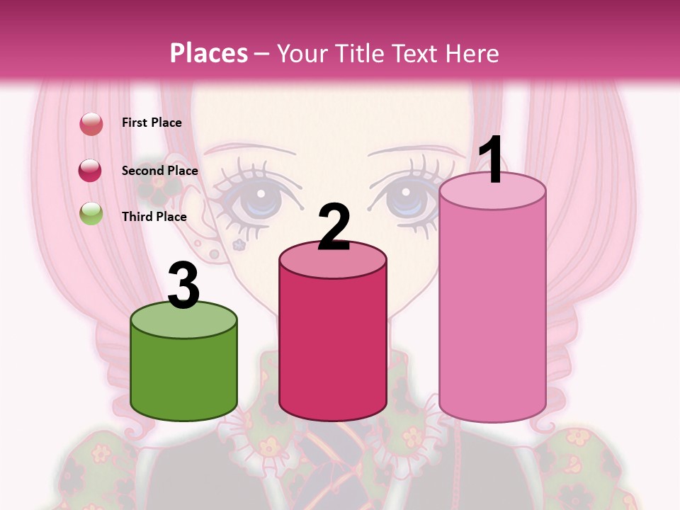 A Girl With Pink Hair Wearing A Green And Yellow Dress PowerPoint Template