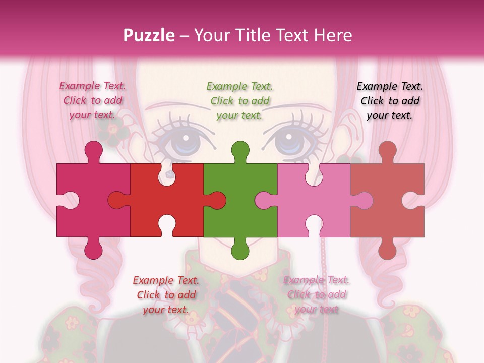 A Girl With Pink Hair Wearing A Green And Yellow Dress PowerPoint Template