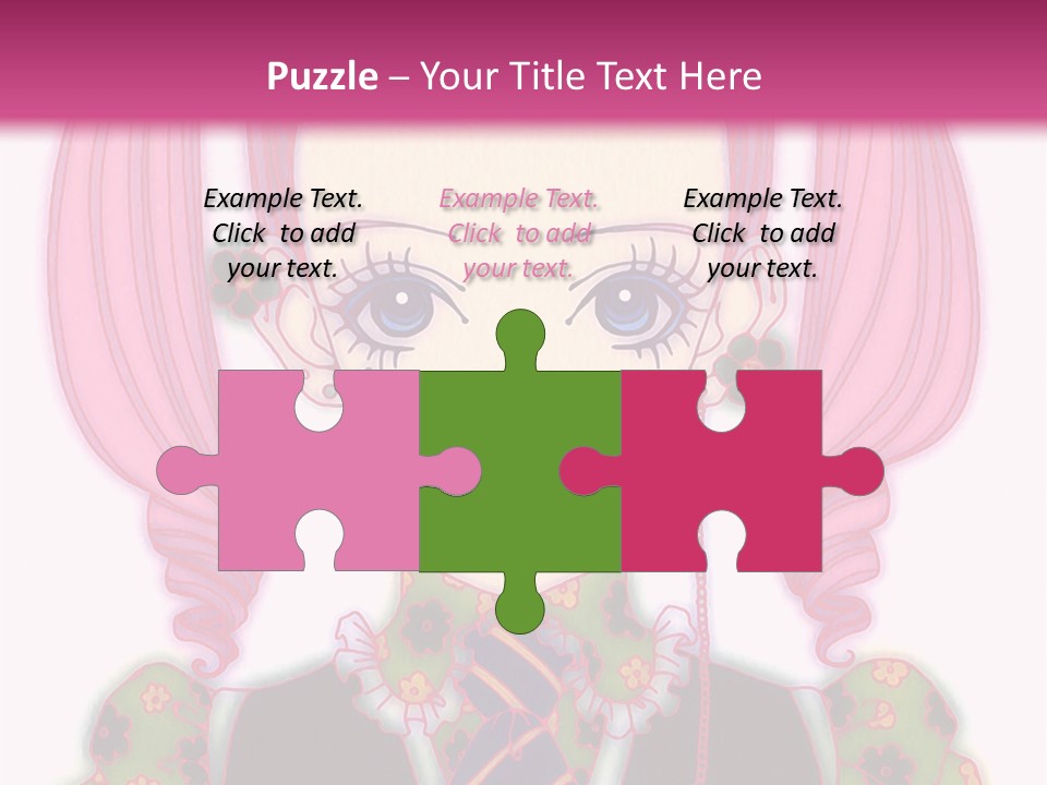 A Girl With Pink Hair Wearing A Green And Yellow Dress PowerPoint Template