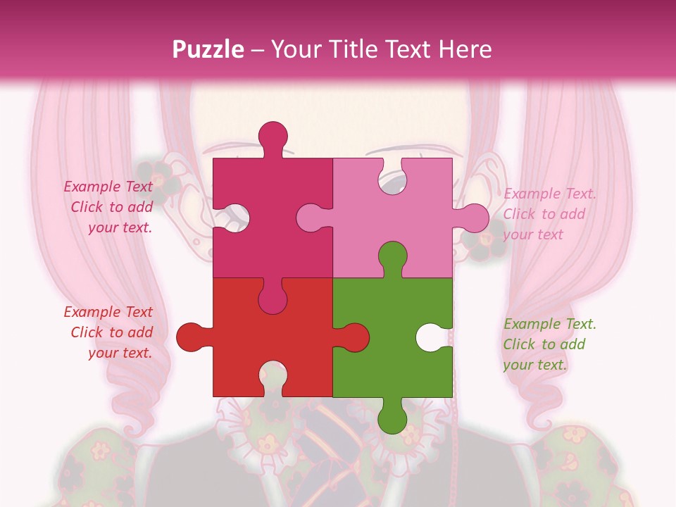 A Girl With Pink Hair Wearing A Green And Yellow Dress PowerPoint Template