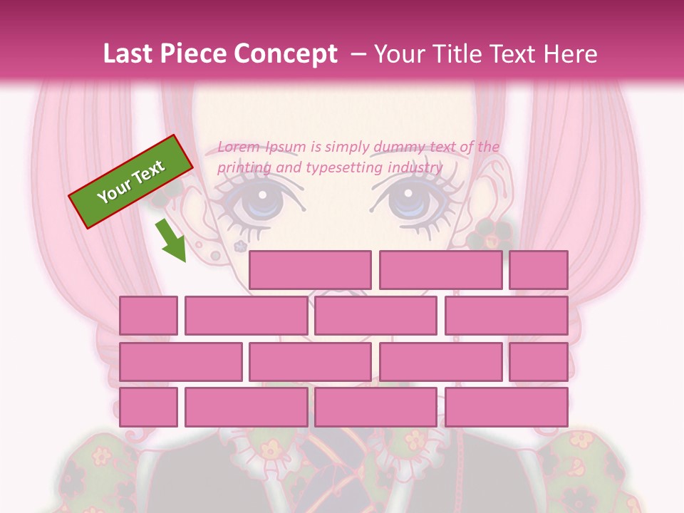 A Girl With Pink Hair Wearing A Green And Yellow Dress PowerPoint Template