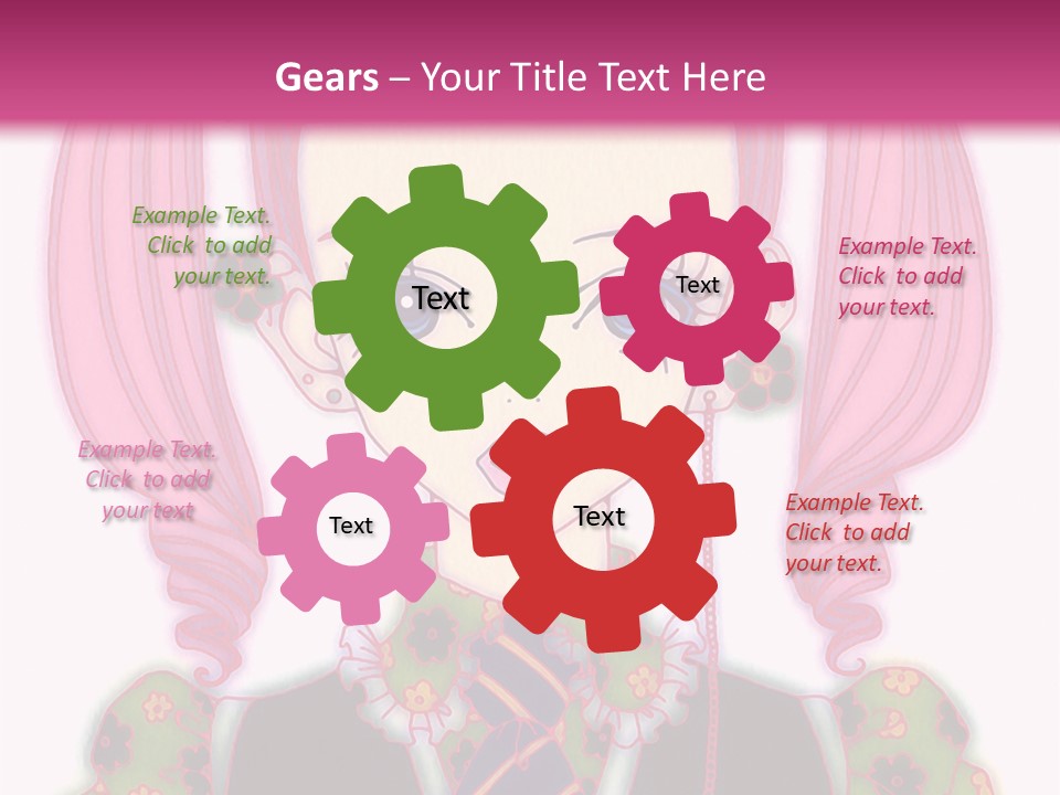 A Girl With Pink Hair Wearing A Green And Yellow Dress PowerPoint Template