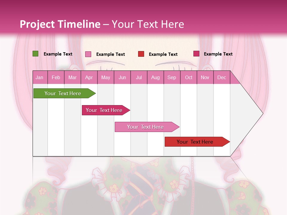 A Girl With Pink Hair Wearing A Green And Yellow Dress PowerPoint Template