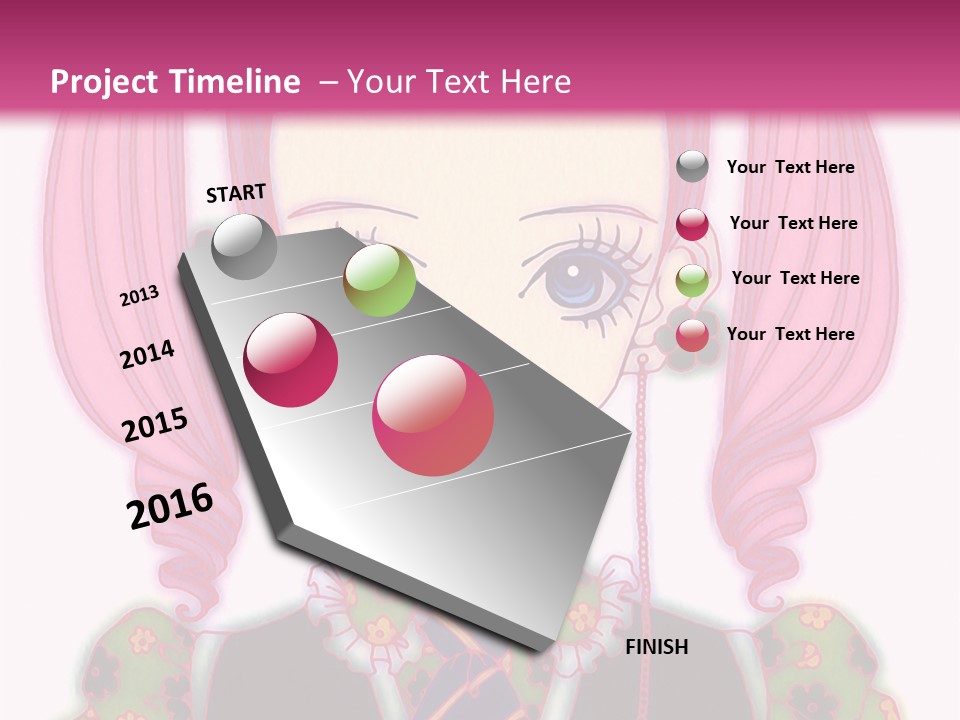 A Girl With Pink Hair Wearing A Green And Yellow Dress PowerPoint Template
