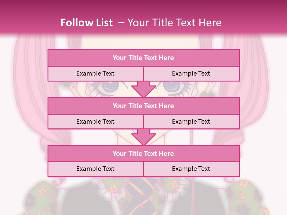 A Girl With Pink Hair Wearing A Green And Yellow Dress PowerPoint Template