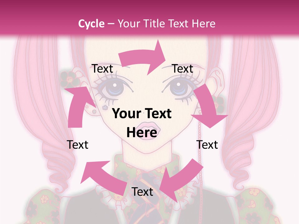A Girl With Pink Hair Wearing A Green And Yellow Dress PowerPoint Template