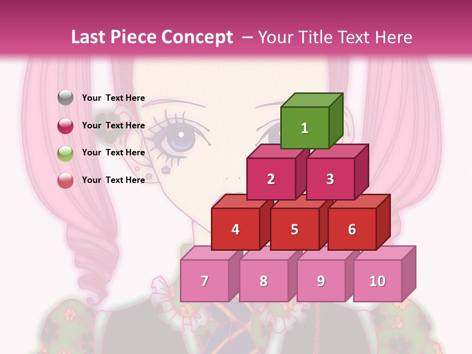 A Girl With Pink Hair Wearing A Green And Yellow Dress PowerPoint Template