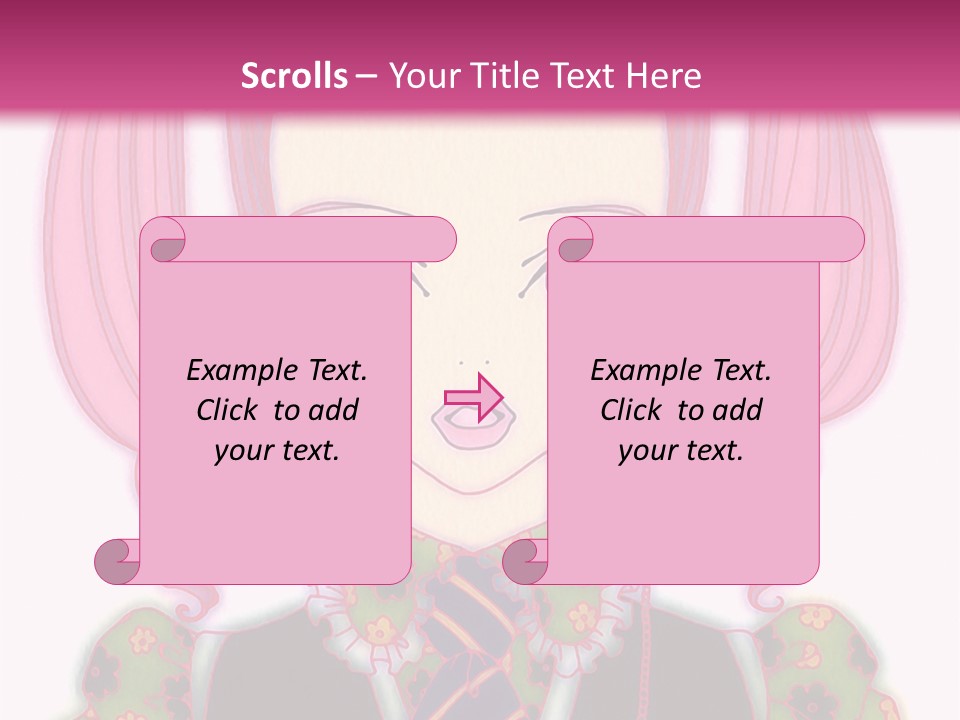 A Girl With Pink Hair Wearing A Green And Yellow Dress PowerPoint Template