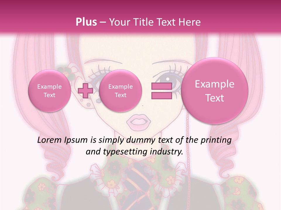 A Girl With Pink Hair Wearing A Green And Yellow Dress PowerPoint Template