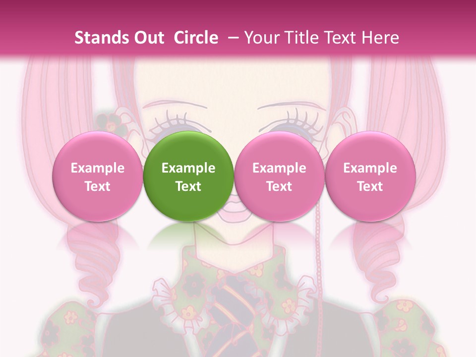 A Girl With Pink Hair Wearing A Green And Yellow Dress PowerPoint Template